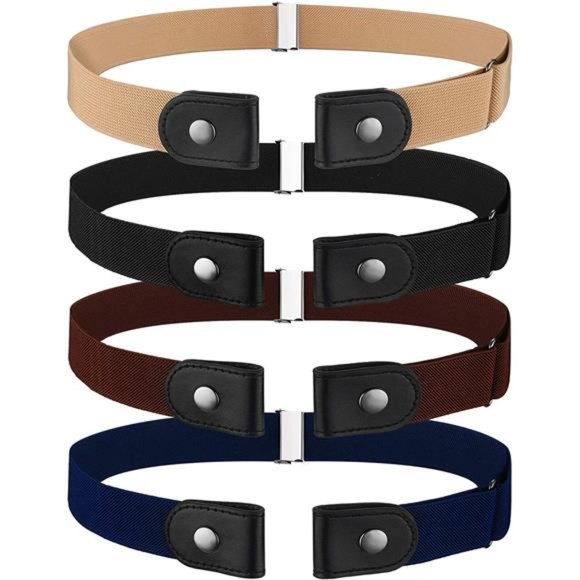 4 Pieces No Buckle Stretch Belt Adjustable Belt Invisible Elastic Belt main image 4